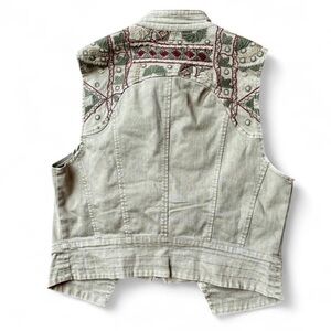 BKE Outerware Embroidered Moto Vest Medium Boho Festival Grunge Eclectic Biker